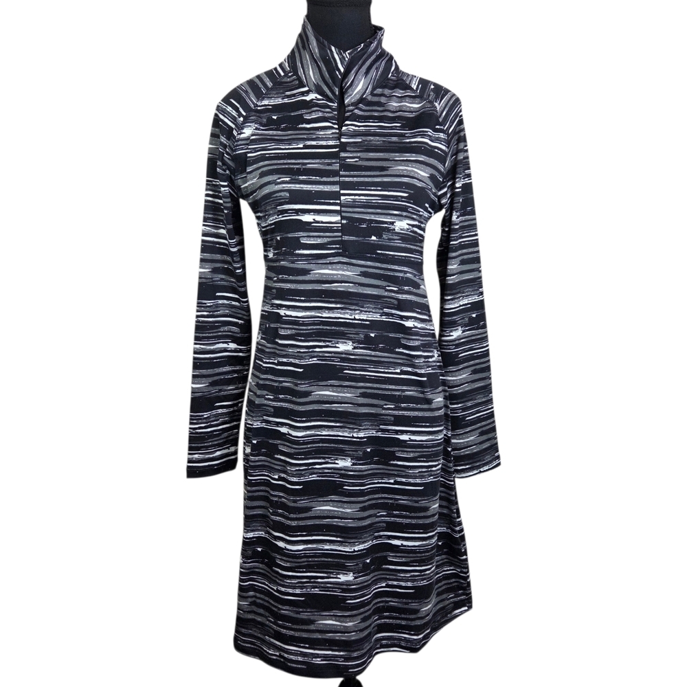 Soybu Black and Gray Striped Long Sleeve Dress Size Small